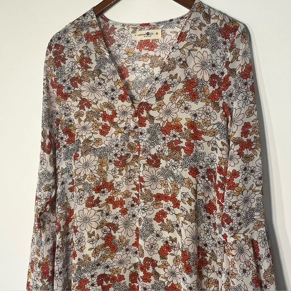 Natural Life Dance With Me Maxi dress floral tiered bell sleeve v-neck medium - Picture 3 of 8